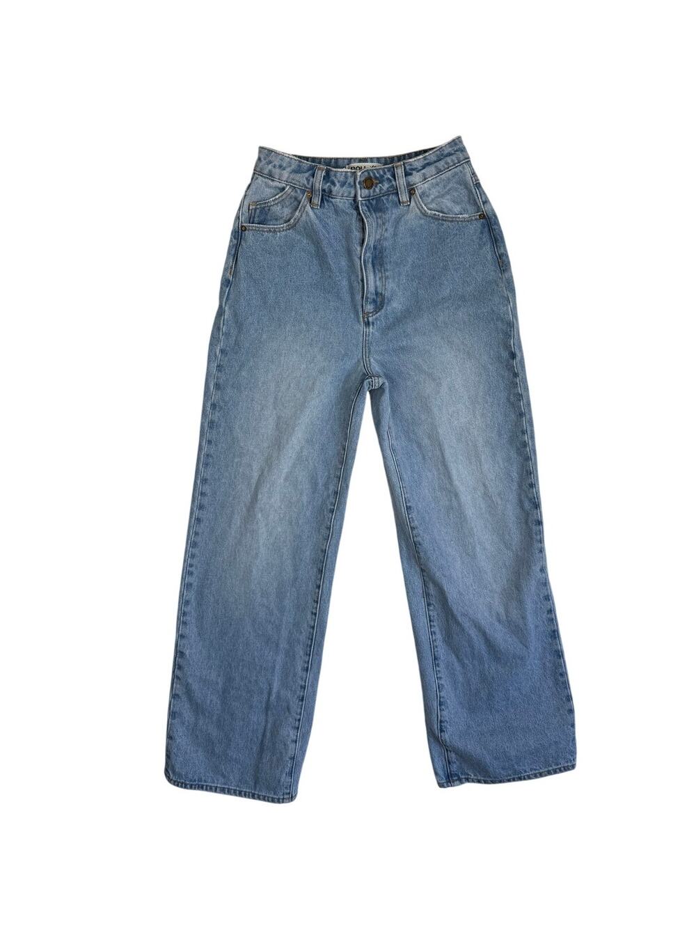 Rolla's Heidi 90s Loose Straight Leg High Rise Distressed Light Wash Jeans 25